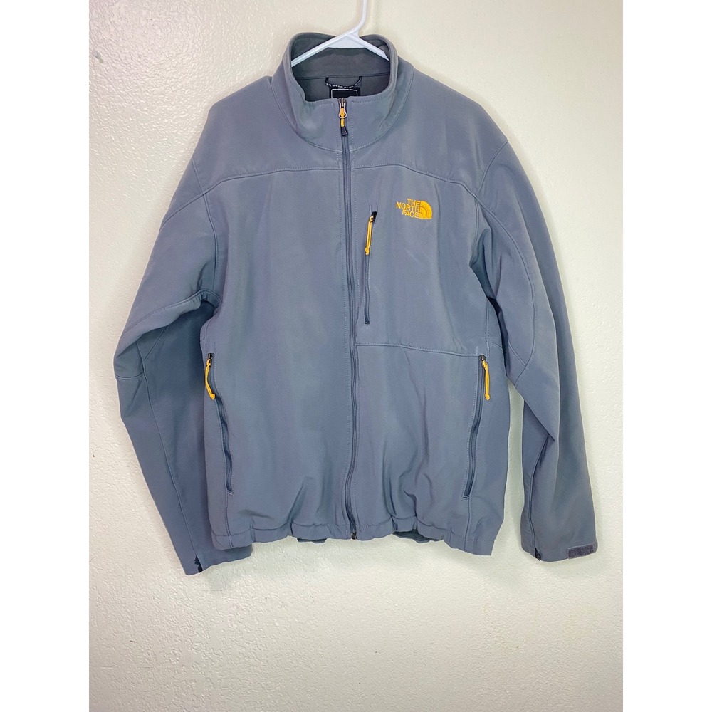 The North Face Apex Bionic Softshell Jacket Mens XL Gray Yellow Full Zip Coat